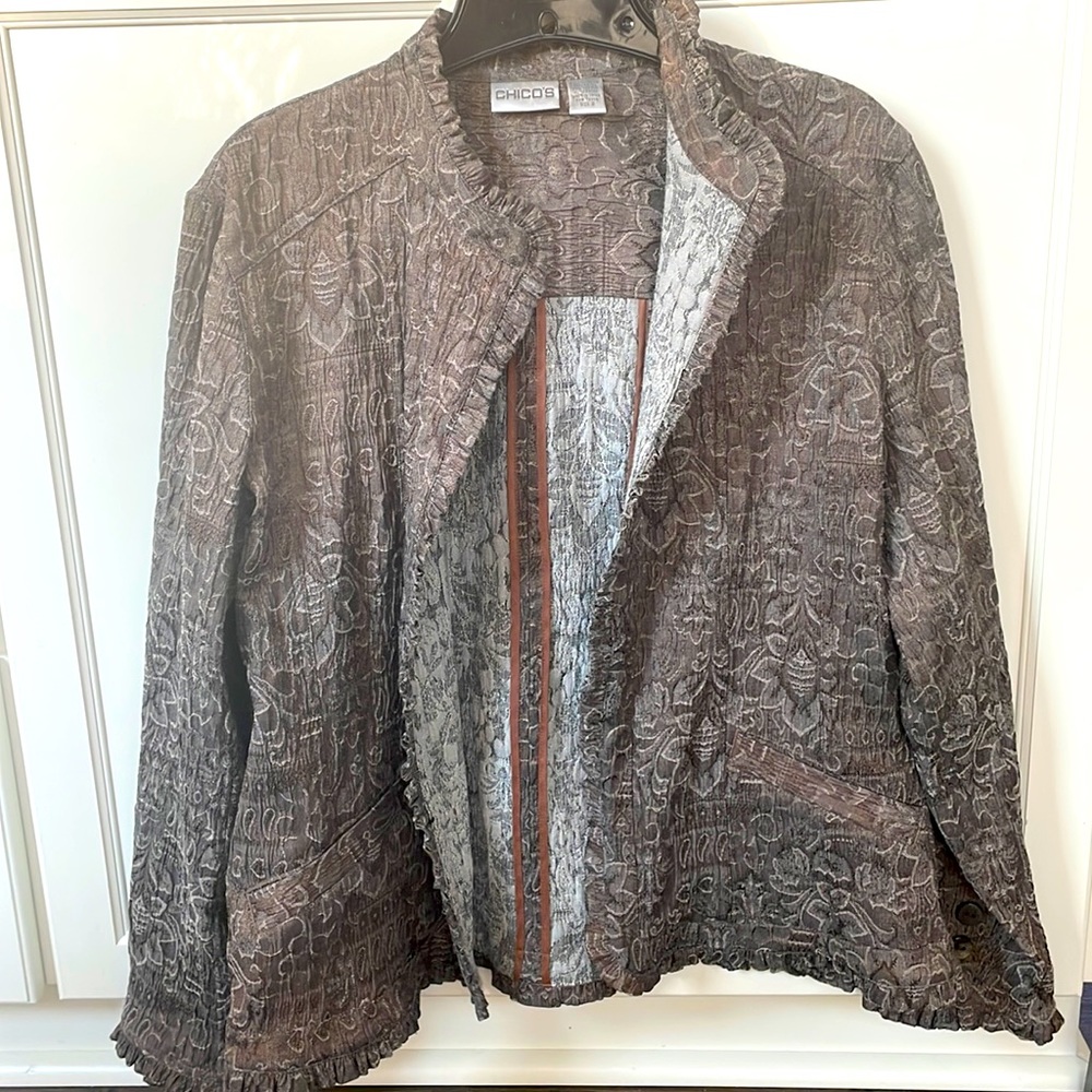 Chicos NWOT tapestry jacket brown size 12